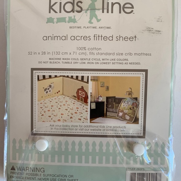 Kids Crib Line Animal Acres Cotton Fitted Sheet - Picture 3 of 4
